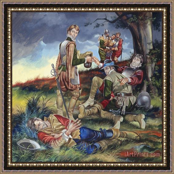 Ron Embleton Sir Philip Sidney at The Battle of Zutphen Framed Print