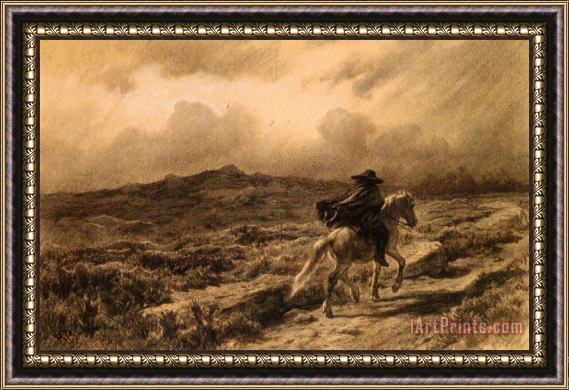 Rosa Bonheur Horse And Rider on The Scottish Highlands (the Approaching Storm) Framed Painting
