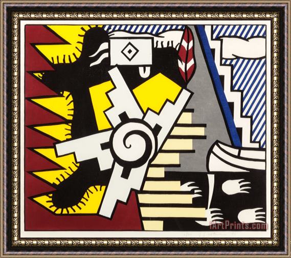 Roy Lichtenstein American Indian Theme Ii, 1980 Framed Painting