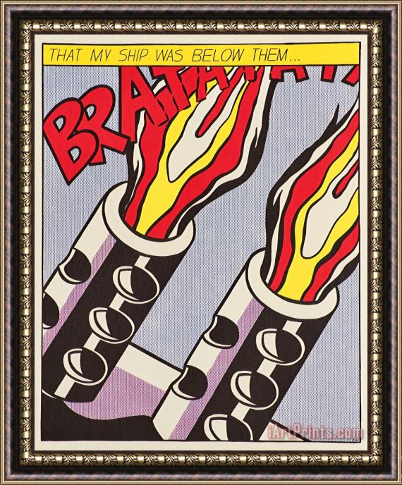 Roy Lichtenstein As I Opened Fire Panel 3 of 3, 2000 Framed Painting