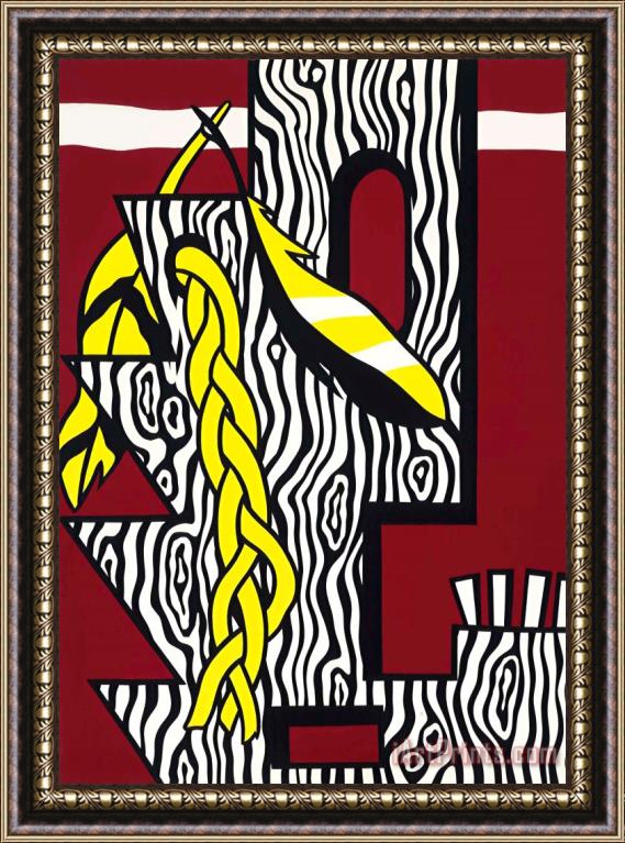 Roy Lichtenstein Head with Braid And Feathers, 1979 Framed Painting