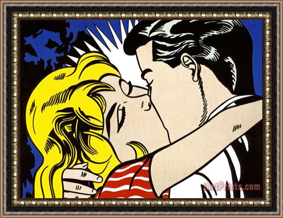 Roy Lichtenstein Kiss Ii C 1962 Framed Painting