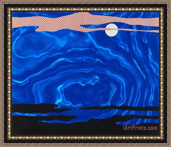Roy Lichtenstein Moonscape #4, 1965 Framed Painting