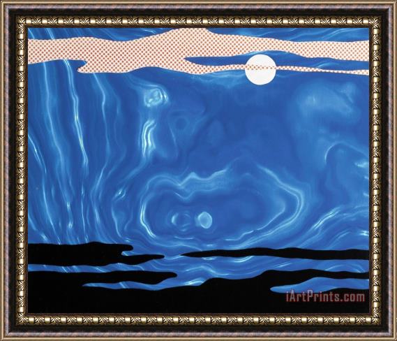 Roy Lichtenstein Moonscape #5, 1965 Framed Painting