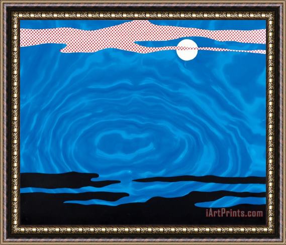 Roy Lichtenstein Moonscape #6, 1965 Framed Painting