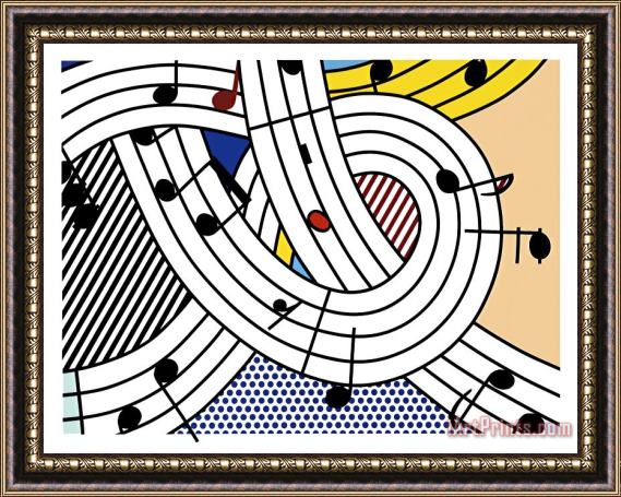 Roy Lichtenstein Musical Notes (composition Ii), 1996 Framed Painting