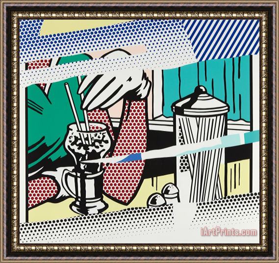 Roy Lichtenstein Reflections on Soda Fountain, From The Reflection Series, 1991 Framed Painting