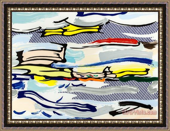 Roy Lichtenstein Seascape (from The Landscapes Series), 1985 Framed Painting