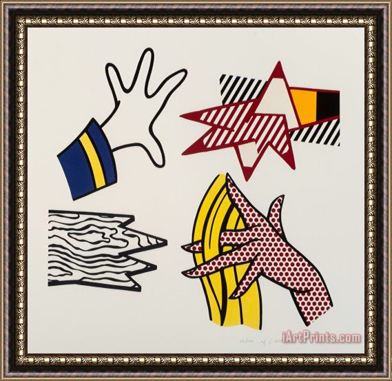 Roy Lichtenstein Study of Hands, 1981 Framed Painting