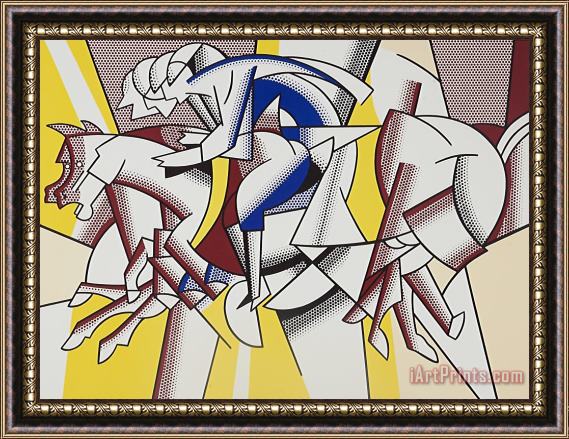 Roy Lichtenstein The Red Horsemen, (aka The Equestrians) for Los Angeles 1984 Olympic Games, 1982 Framed Print