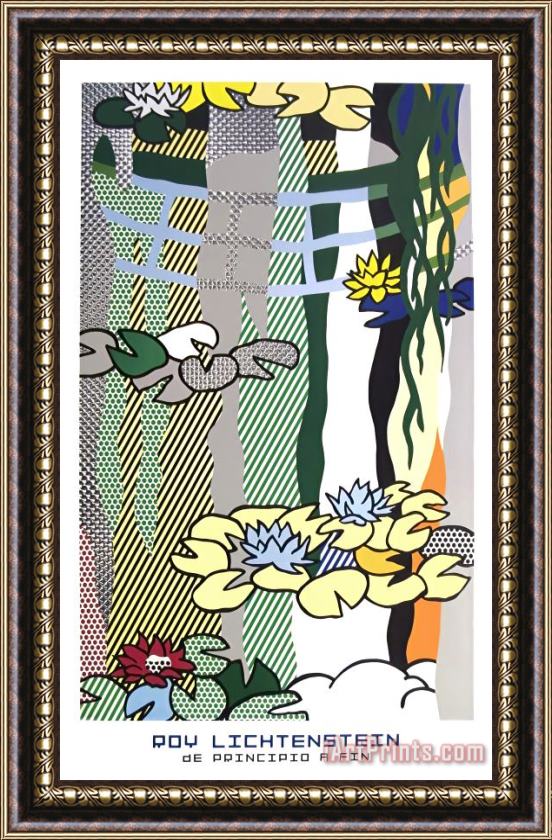 Roy Lichtenstein Water Lilies with Japanese Bridge Framed Print