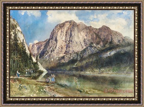 Rudolf von Alt Altaussee Lake And Face of Mount Trissel Framed Print