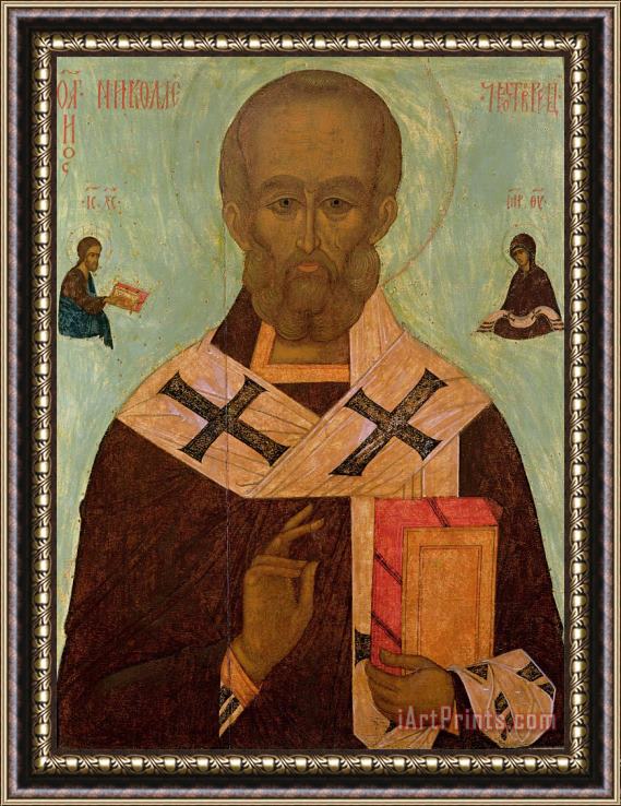 Russian School Icon Of St. Nicholas Framed Print