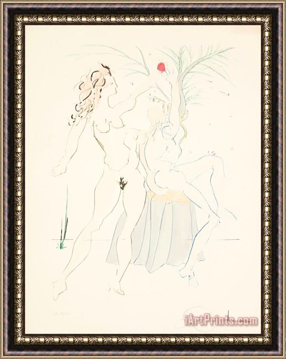 Salvador Dali Adam And Eve, From Our Historical Heritage, 1975 Framed Painting