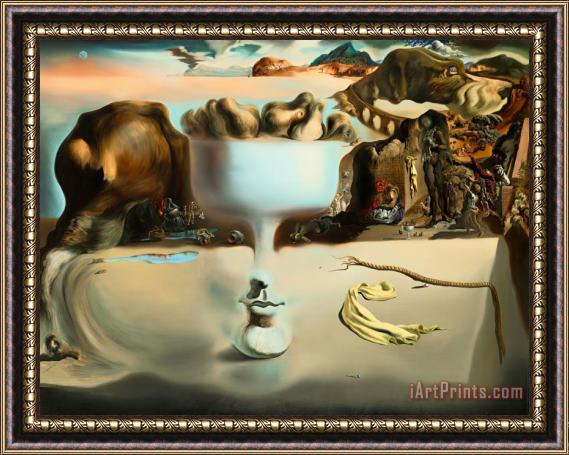Salvador Dali Apparition of Face And Fruit Dish on a Beach Framed Print
