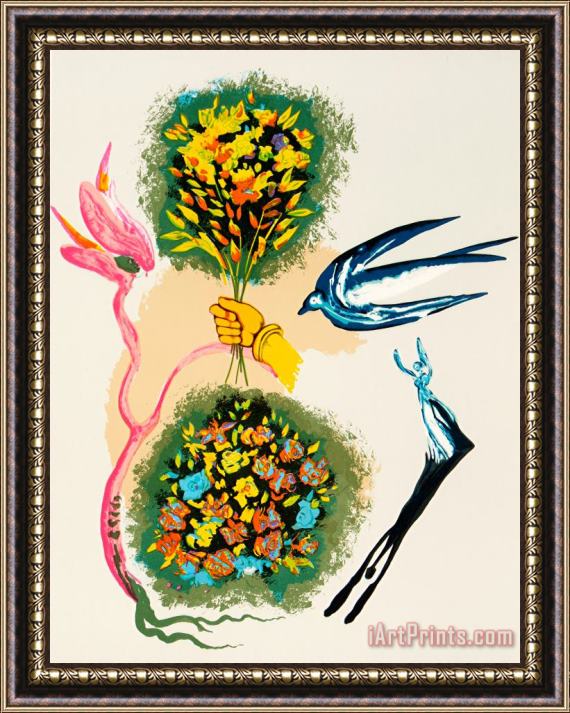 Salvador Dali Apparition of The Rose, From Magic Butterfly & The Framed Painting