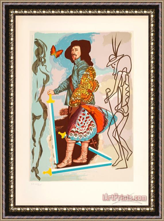 Salvador Dali Courtier, From Papillions Anciennes, 1977 Framed Painting