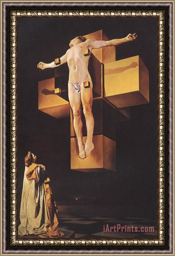 Salvador Dali Crucifixion Corpus Hypercubicus 1954 Framed Painting