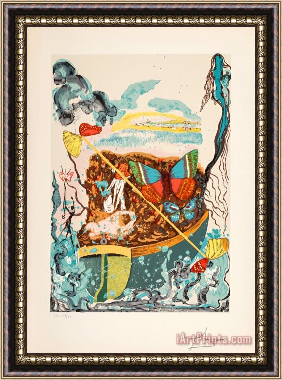 Salvador Dali Dawn, From Papillons Anciennes, 1976 Framed Painting