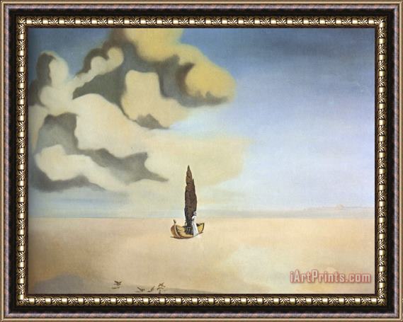 Salvador Dali Figure And Drapery in a Landscape Framed Painting