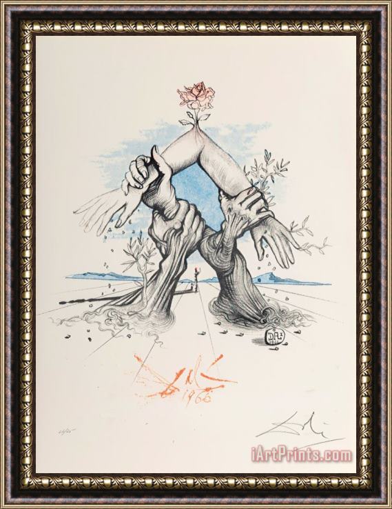 Salvador Dali Five Continents, 1966 Framed Painting