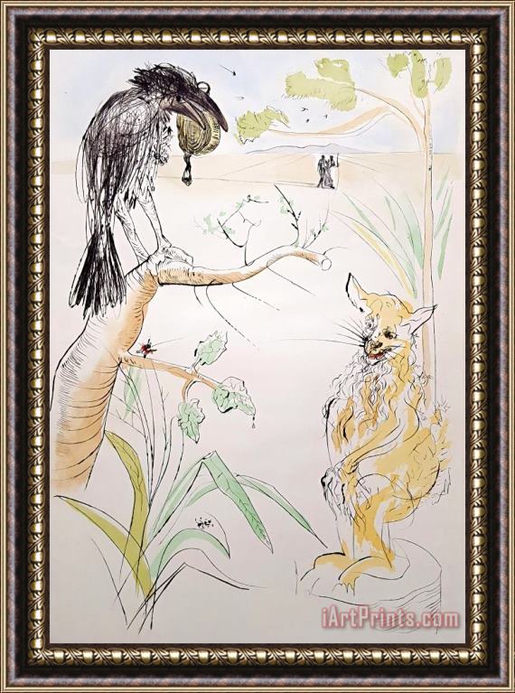 Salvador Dali Le Corbeau Et Le Renard (the Raven And The Fox), 1974 Framed Painting