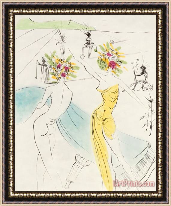Salvador Dali Les Femmes Fleurs Au Piano, From The Hippies Framed Painting