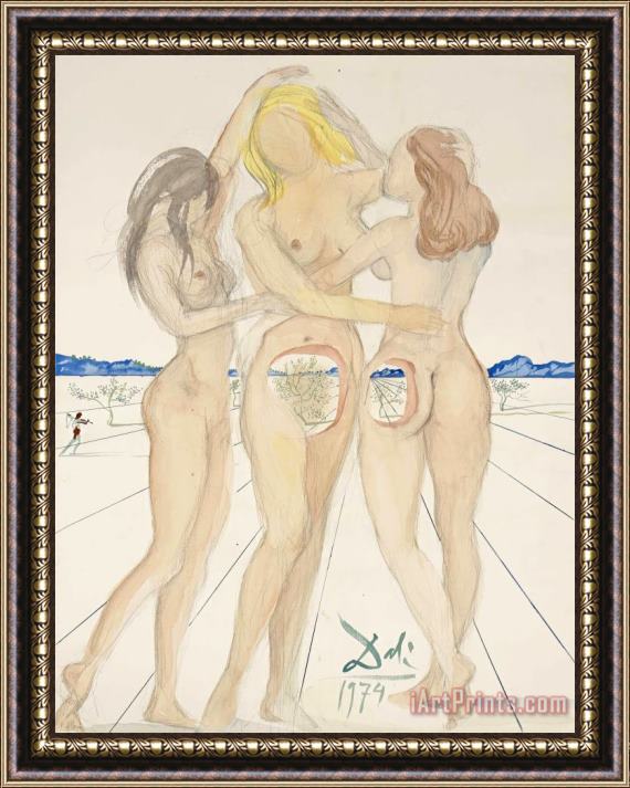 Salvador Dali Les Trois Graces, 1974 Framed Painting