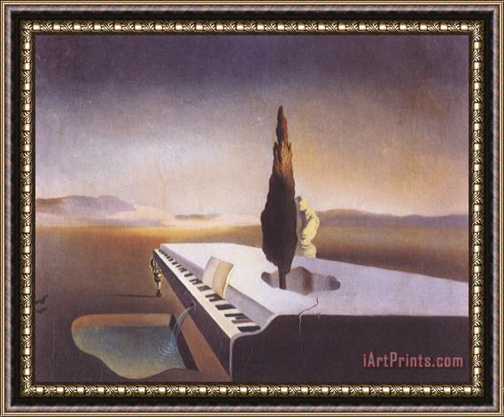 Salvador Dali Necrophiliac Fountain Flowing From a Grand Piano 1933 Framed Painting