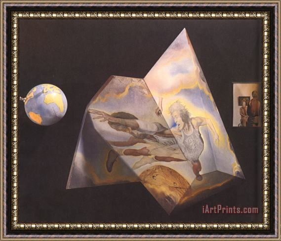 Salvador Dali Polyhedron Basketball Players Being Transformed Into Angels Assembling a Hologram The Central Framed Painting
