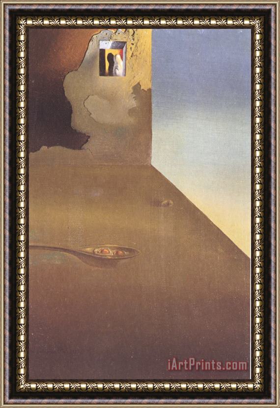 Salvador Dali The Meeting of The Illusion And The Arrested Moment Fried Eggs Presented in a Spoon Framed Painting