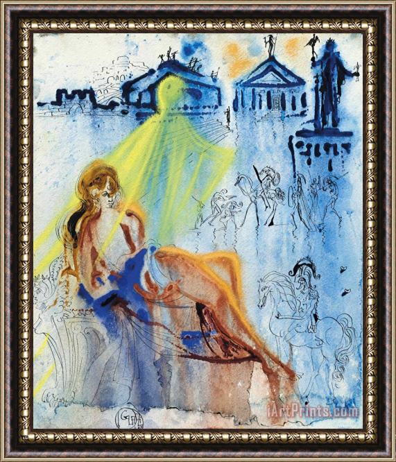 Salvador Dali Ulysse Traverse Invisible Piazza Feaci, 1970 Framed Painting