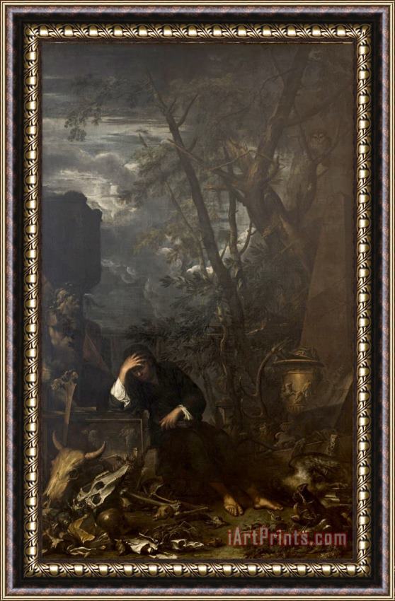 Salvator Rosa Democritus in Meditation Framed Painting