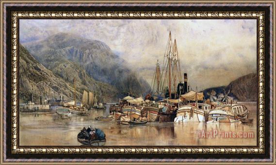 Samuel Colman Shipping On The Hudson River Framed Painting