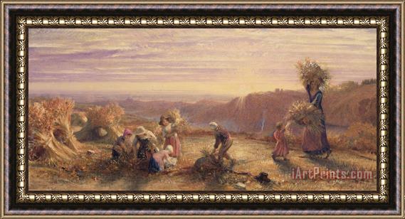 Samuel Palmer Sunset over the Gleaning Fields Framed Print