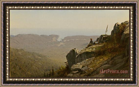 Sanford Robinson Gifford The Artist Sketching at Mount Desert, Maine Framed Painting
