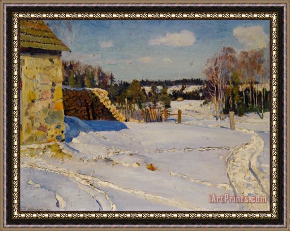Sergei Arsenievich Vinogradov Winter Landscape Framed Painting