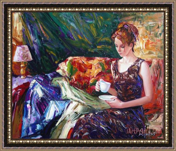 Sergey Ignatenko Evening coffee Framed Painting