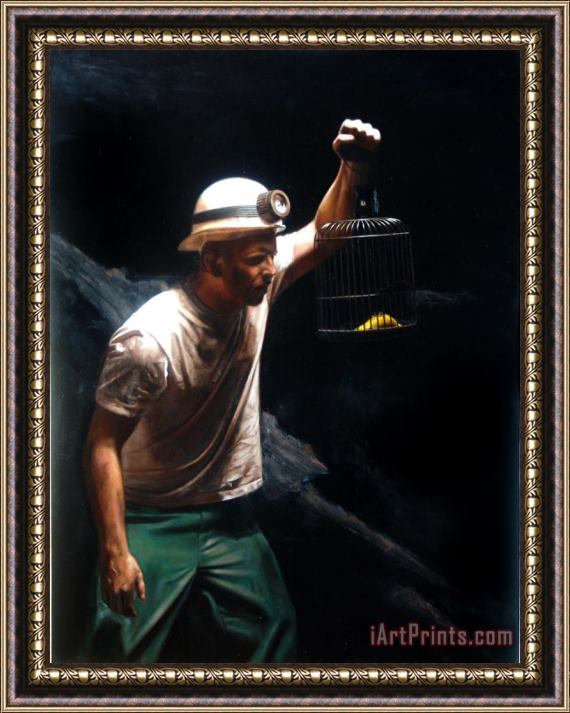 Shaun Downey The Miner And The Canary Framed Print