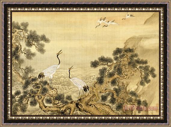 Shen Nanpin Album of Birds And Animals (cranes) Framed Painting