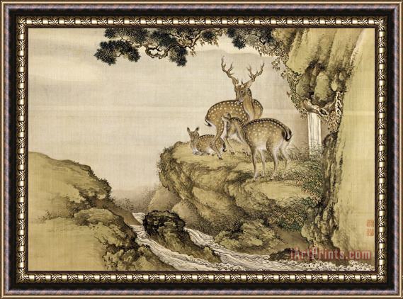 Shen Nanpin Album of Birds And Animals (deer) Framed Print