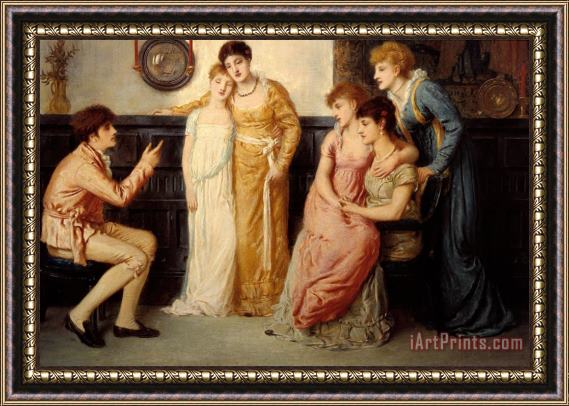 Simeon Solomon A Youth Relating Tales to Ladies Framed Print