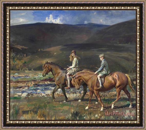 Sir Alfred James Munnings Portrait of Charles And Grace Amory Framed Painting