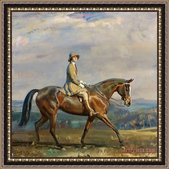 Sir Alfred James Munnings Portrait of Mrs Margaretta Park Frew Riding Framed Print
