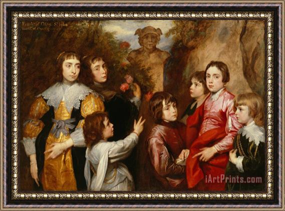 Sir Anthony van Dyck A Family Group Framed Painting
