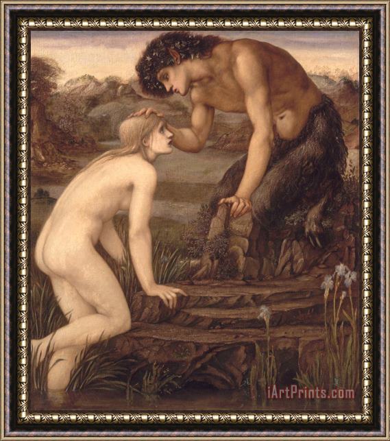 Sir Edward Burne-Jones Pan and Psyche Framed Painting