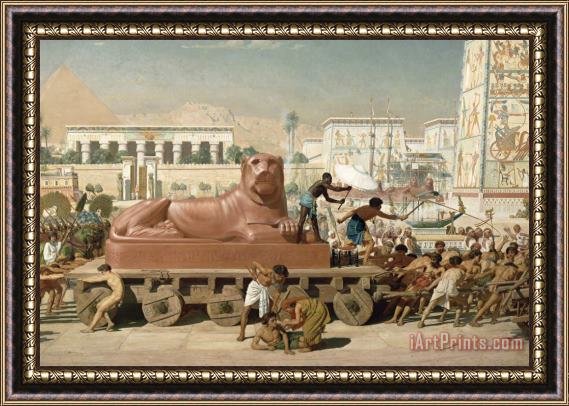 Sir Edward John Poynter Statue of Sekhmet being transported  detail of Israel in Egypt Framed Print