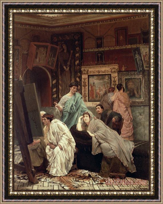 Sir Lawrence Alma-Tadema A Collector of Pictures at the Time of Augustus Framed Painting