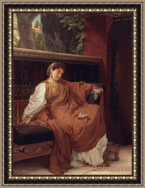 Sir Lawrence Alma-Tadema Lesbia Weeping over a Sparrow Framed Painting