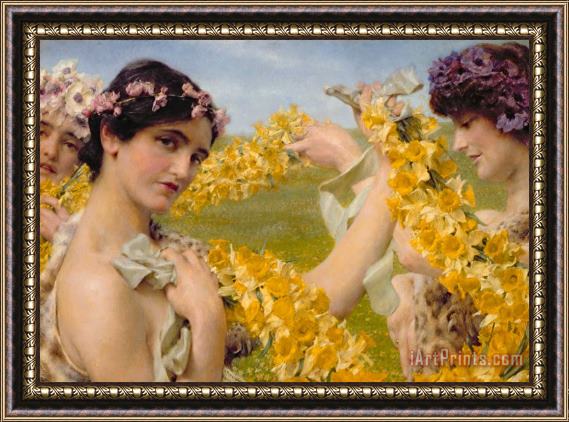 Sir Lawrence Alma-Tadema When Flowers Return Framed Painting